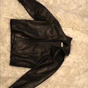 A men’s size large Calvin Klein leather jacket.